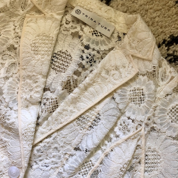 Trina Turk "Alvah" Lace Blazer Jacket Cream - Picture 5 of 5